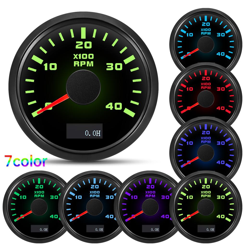 Waterproof 2" 52mm Tachometer With 7 Color Backlight 3000/4000/6000/7000/8000 RPM Tacho Gauge For Marine Car Truck 9-32V