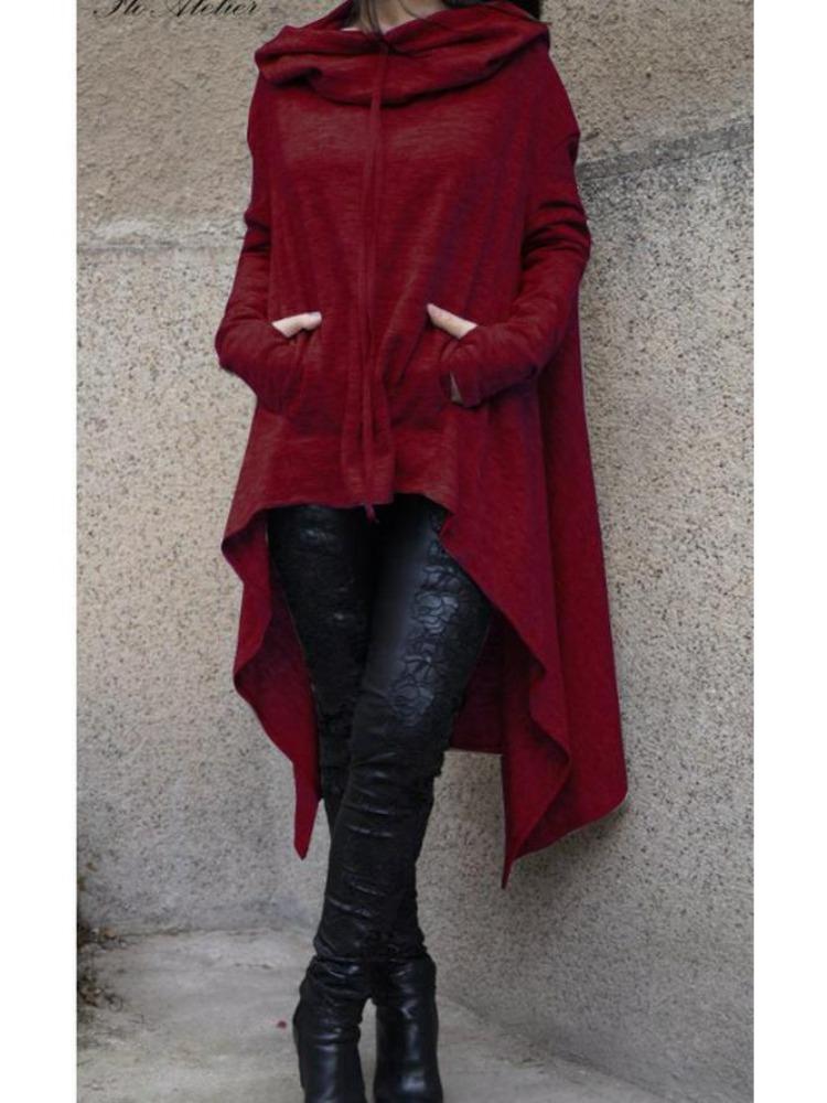European American Style Autumn Winter Solid Color Long Hooded Sweatshirt 9308 Collection