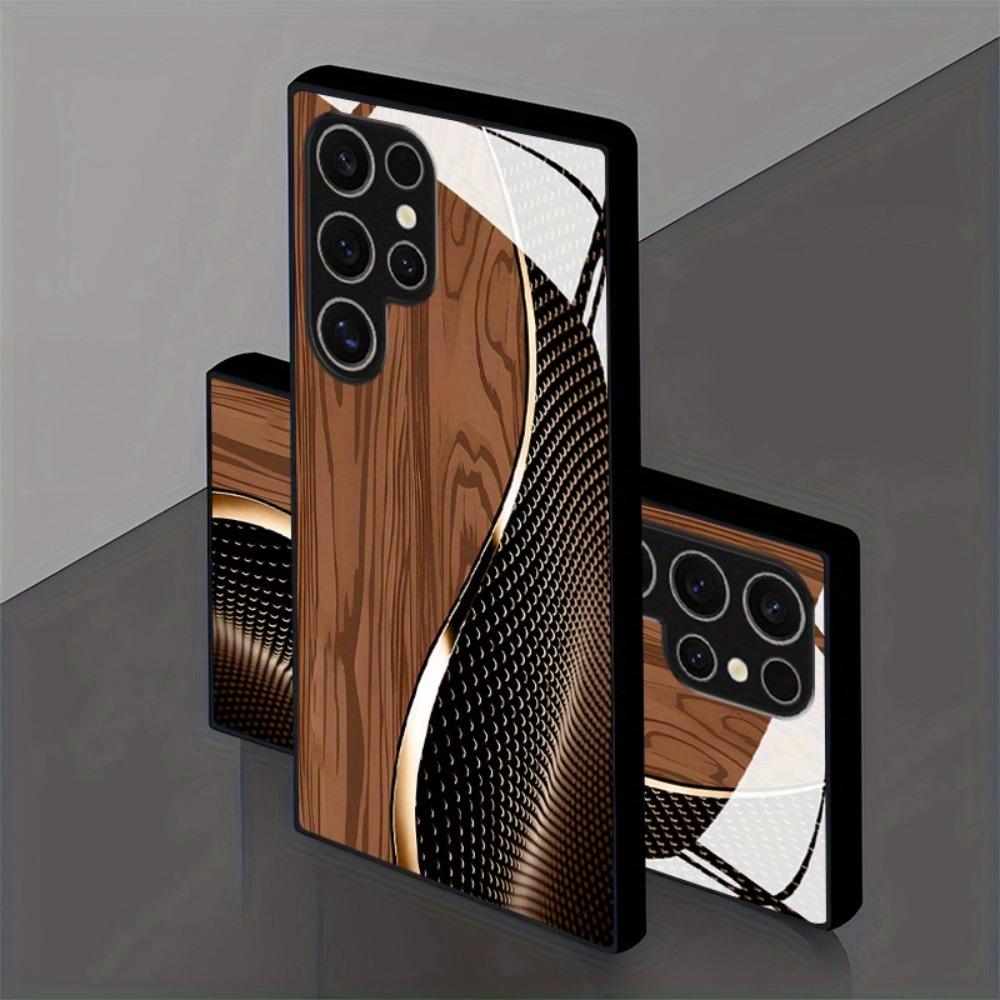 Simple Brown Textured Pattern Glass Phone Case for SamsungS26/S25/S24/S24 FE/S24 Plus/S24 Ultra/S23 +/S23 Ultra/ /S22 Ultra/S20