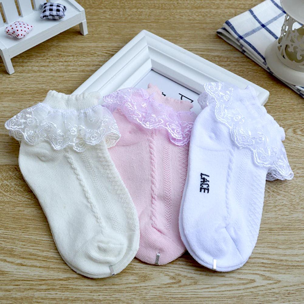 Girls Lace Ruffle Socks Cute Children Baby Ankle Short Breathable Cotton Sock Princess Lace Dress Socks for 1-12 Years Kids Gift