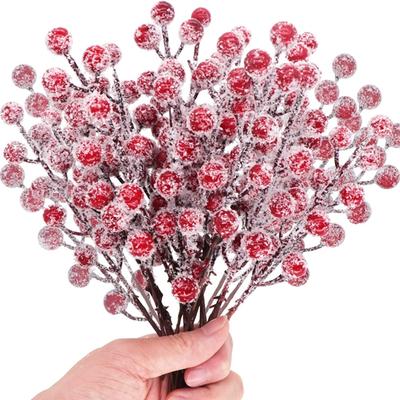10 Buc. Decorațiune Crăciun Fulg de Nea Ramură Fructe Roșii Pandantiv Pom de Crăciun pentru Decor Acasă Crăciun Anul Nou 2025 Cadou Accesoriu