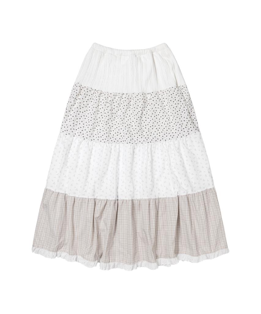 Fancy Club Floral Lace Tiered Long Skirt (Floral) F26Qd161