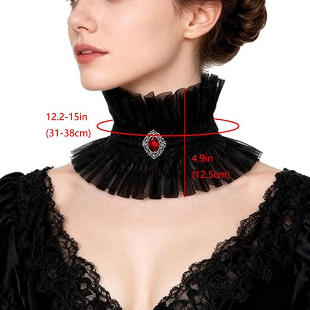 Black White Gothic Collar Victorian Style Ruffle Collar Neck Jewelry Lace Jabot Collar  Halloween
