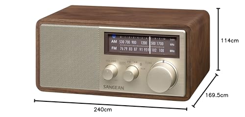 SANGEAN WR-302 Bluetooth Speaker with FM/AM Radio, Walnut [Bluetooth Compatible]