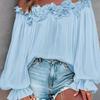 Autumn New Style Elegant Style Casual Ruffled One-shoulder Strapless Long-sleeved Shirt Feminine Ladies Commuter All-match Temperament Top SF437