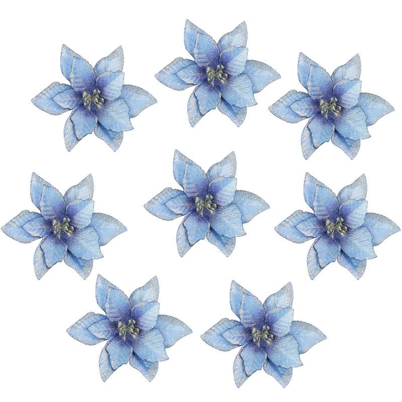 5/10Pcs 13cm Glitter Artificial Flowers For Christmas Tree Decoration DIY Christmas Ornaments Home Wedding Xmas Party Decoration