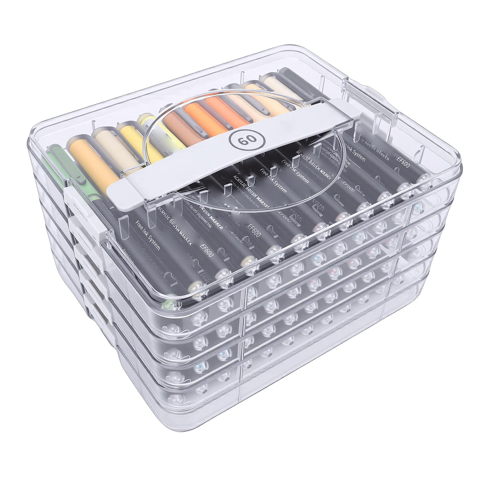 Marqueurs Peinture Acrylique Set de 60 Couleurs Stylos Professionnels pour Aquarelle avec Boîte de Rangement