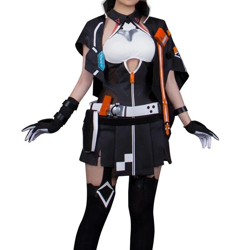 Hra  Impact 3 Kiana Kaslana Cosplay Kostým Dámske Sexy Šaty 3D Pokrývka hlavy Rukavice Plášť Uniforma Halloweenske Párty Oblečenie