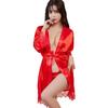 Plus Size Ice Silk Erotic Lingerie & Bathrobe Set