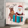 Tu Christmas Deer Gift Box Shower Curtain Festive Reindeer Holiday Bathroom Decor Woodland Animal Print Waterproof Home Decorati