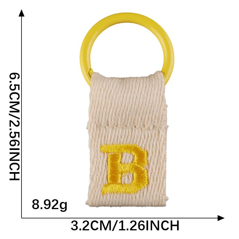 Korean-Inspired Couple Name Tag Backpack Keychain with 26 Letters Embroidered Ribbon