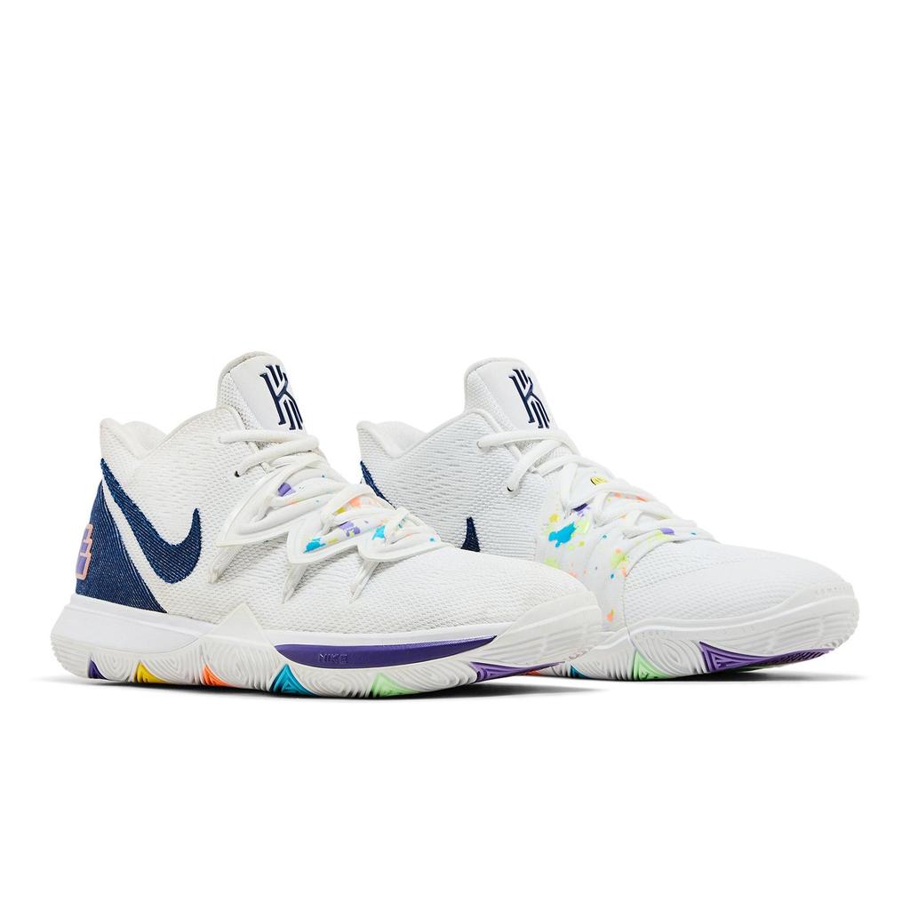Kyrie 5 Grade School 'Have A Nike Day' (Unisex) White / Deep Royal Blue-Glacier Blue Kids' Basketball Shoes AQ2456 101