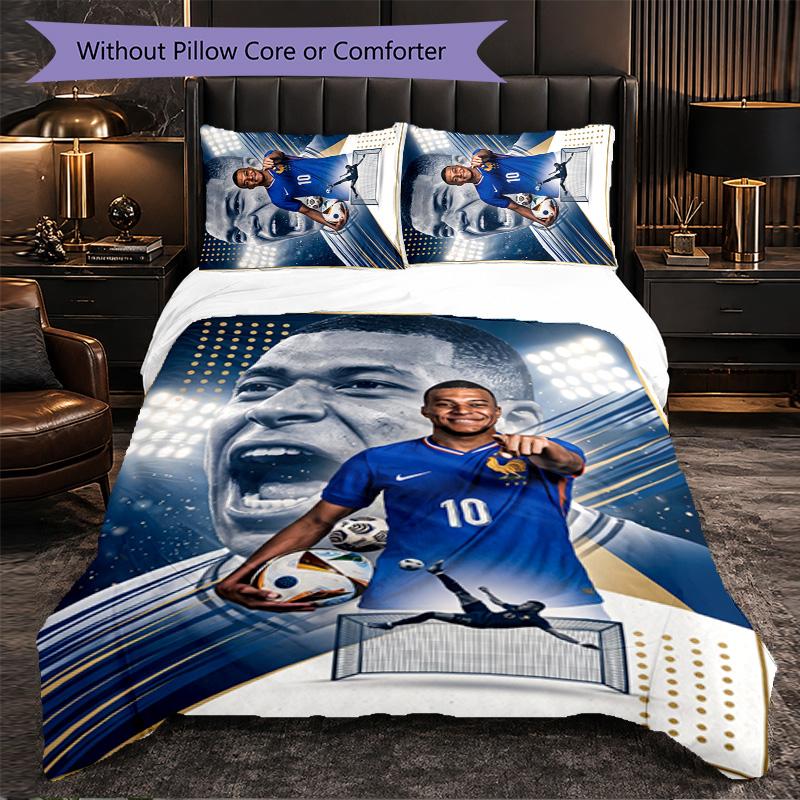 Kylian Mbappe Themed Bedding 3Pcs Duvet Cover Set Decorative Bed Linen For Teen Room Home Decoration