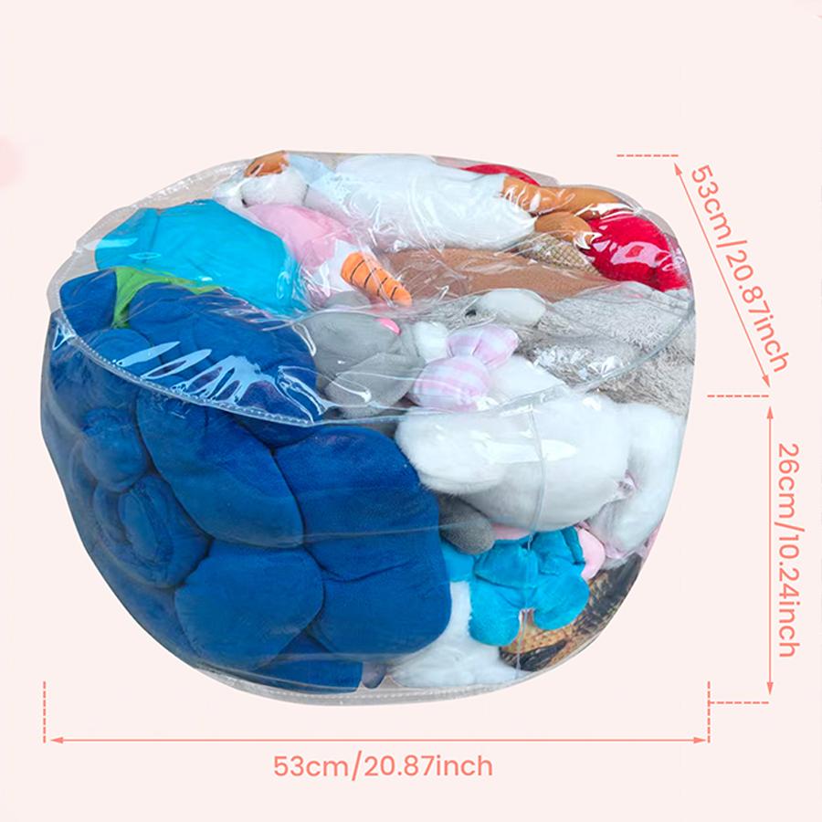 

50/150/180L Transparent Children Plush Toys Storage Chair Cover Bean Bag With Zipper Lazy Sofas Seat Doll Tatami Storage Bags