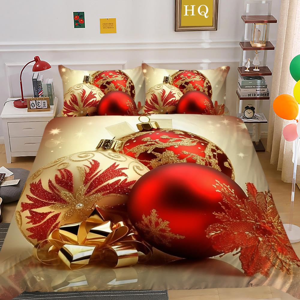 Świąteczny Nadruk Cyfrowy Druk 3D Poliestrowa Poszewka na Poduszkę Poszwa na Kołdrę Dostępny Zestaw Dwu- lub Trzyczęściowy