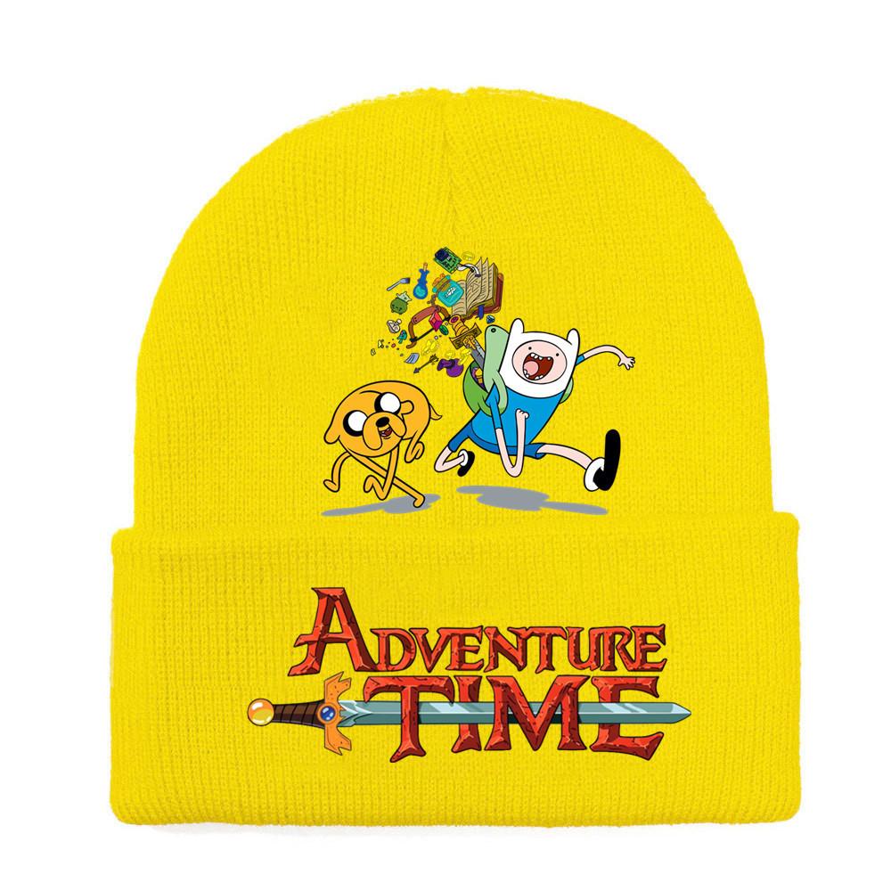 Adventure Time Cartoon Print Acrylic Knit Hat Winter Warm Unisex Beanie For Adults Teens