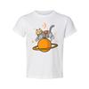 Unisex Space Cat Astronaut Graphic T Shirt With Planet Ring And Stars Design For