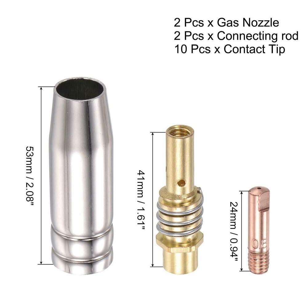 MB 15AK 0.8mm Contact Tip Melt Inert-Gas (MIG) Welder Accessory Set of 14pcs