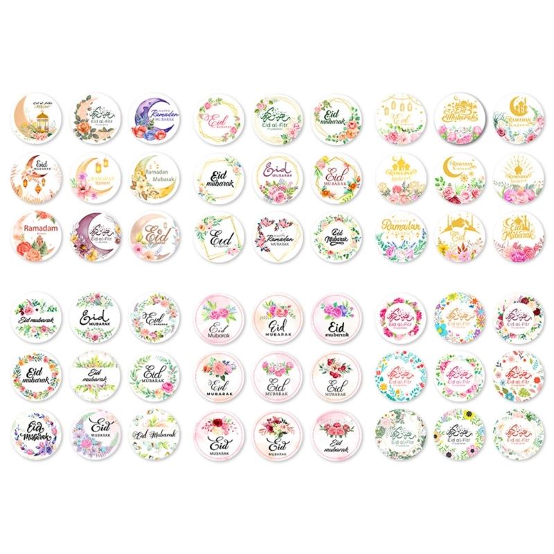 Set of 90Pcs Eid Mubarak Sticker 40mm Decorative Wrapping Sticker for Journal Planner Packaging Party Decoration