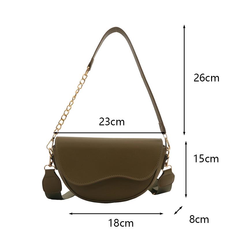 Fashion Double Straps Shoulder Bag Casual Solid Color PU Leather Versatile Crossbody Bags For Women Saddle Bag CLE