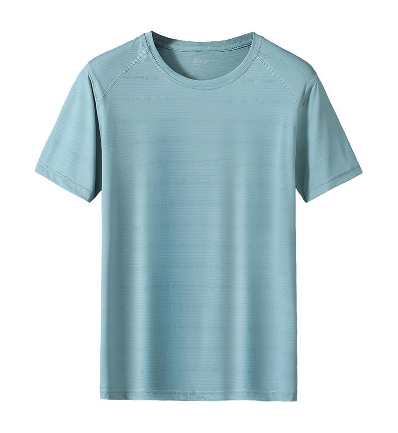 Men's Short Sleeve Ice Silk Crew Neck T-shirt - Custom Logo, Loose Fit, Trendy Casual Wear