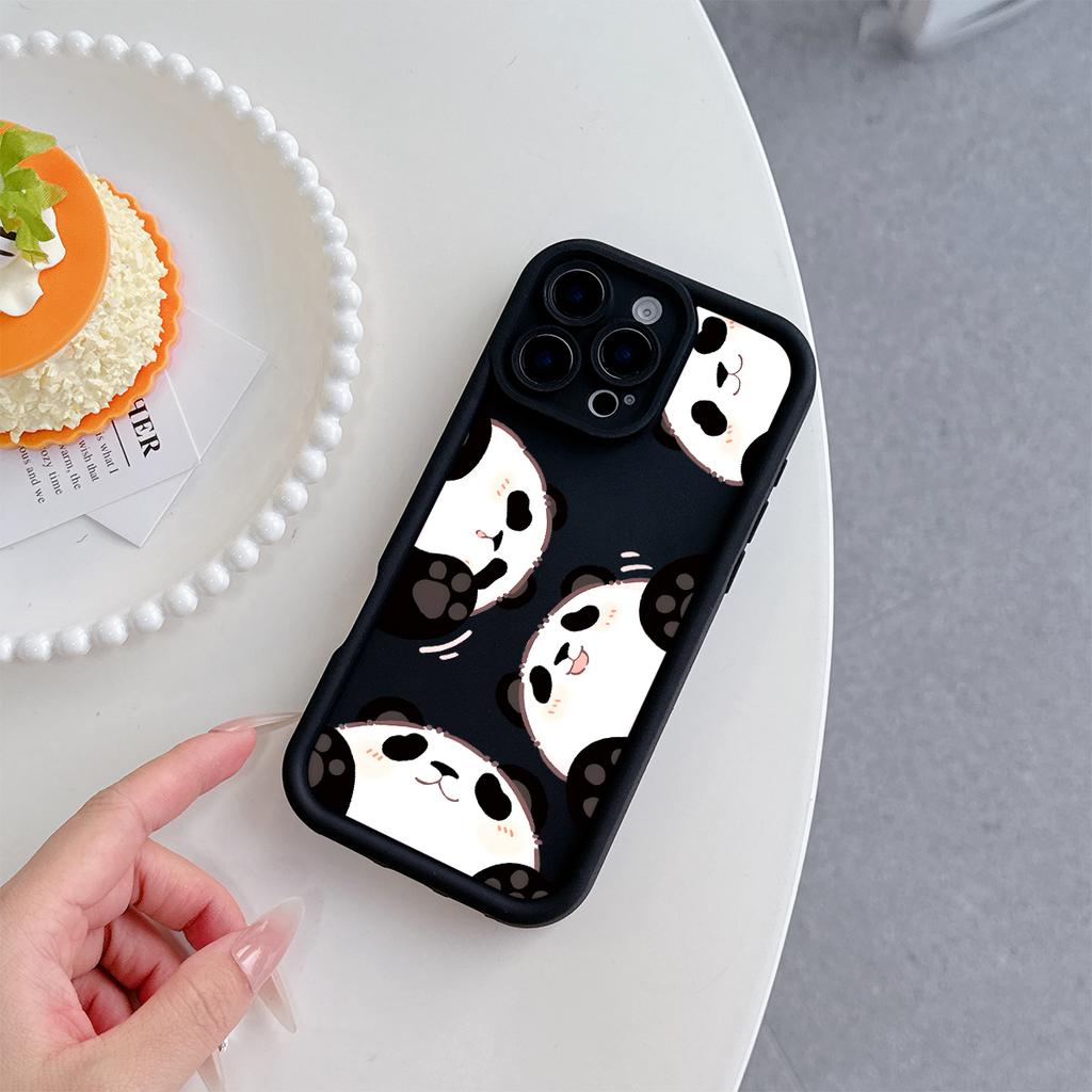 Pandas Pattern Soft TPU Phone Case for iPhone 17 Air 16 15 14 Pro Max Plus 13 12 Mini 8 7 X Xs Back Cover