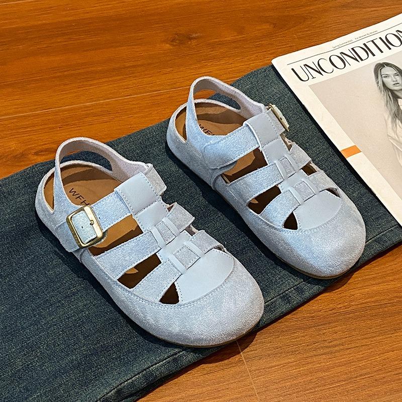 Toast Shoes Leather Pig Cage Roman Woven Sandals Can Be Worn Outside Breathable Half Slippers