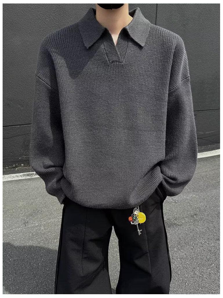 Мужской вязаный кардиган с лацканами - Свободный многослойный стиль для осени и зимы M 2270₽