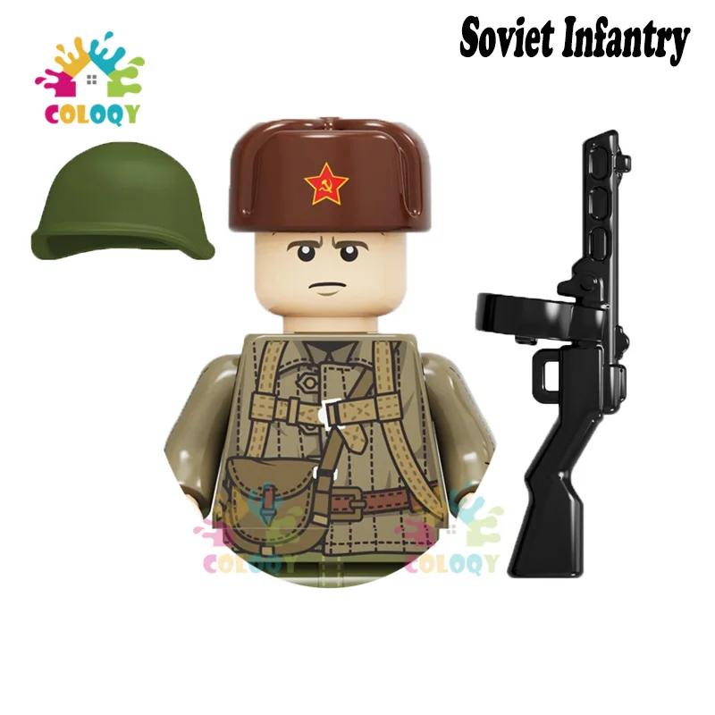 Kids Toys WW2 Military Army Sets Building Blocks Soviet US China Soldiers Mini Action Figures Medal Toys For Kids Birthday Gifts