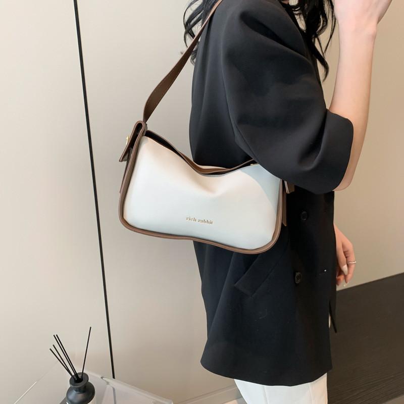 High-quality Color-block Shoulder Bag 2024 For Women Street Style Pu Crossbody Bag With Trendy Stitching Ins Style