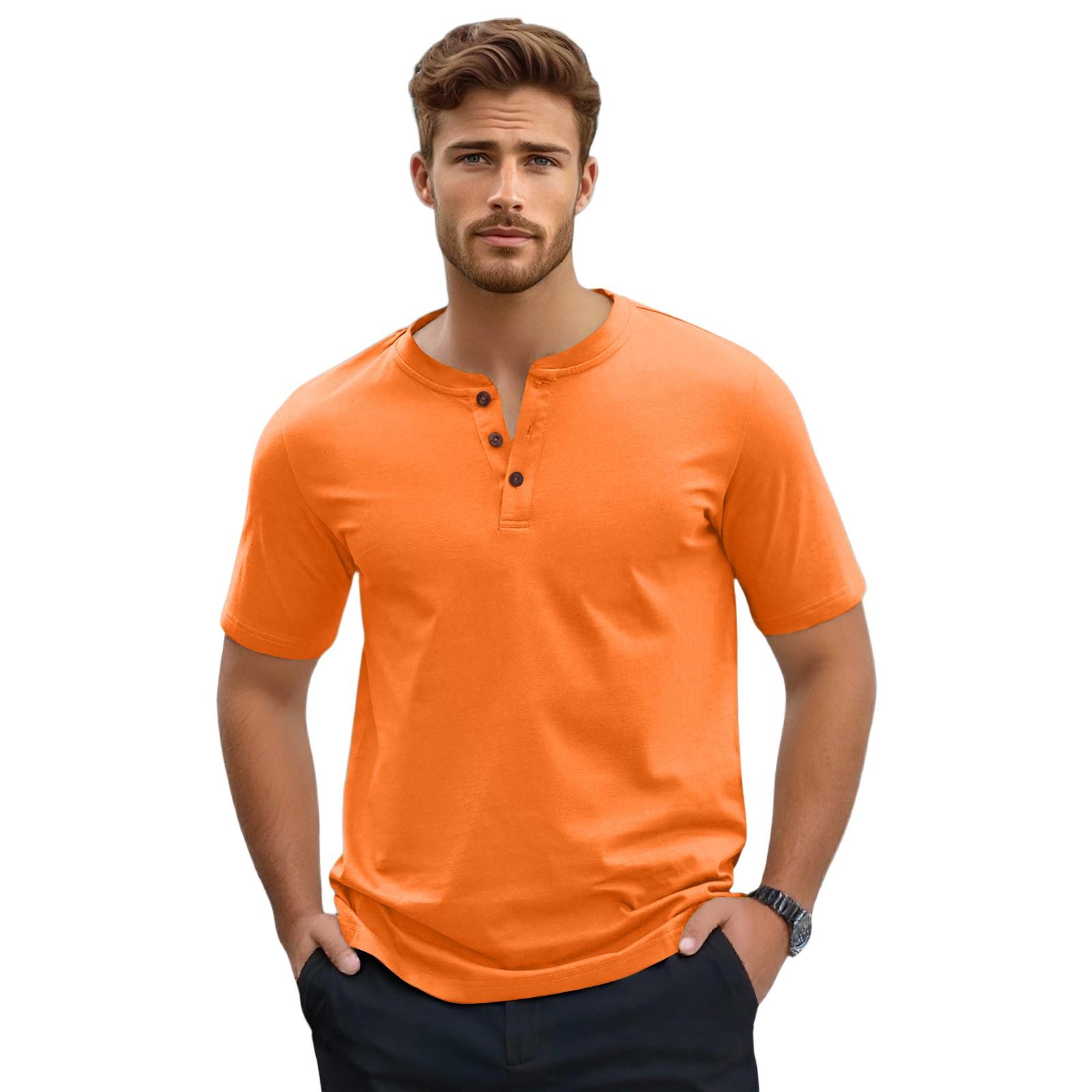 

Мужская футболка с коротким рукавом на пуговицах M оранжевый