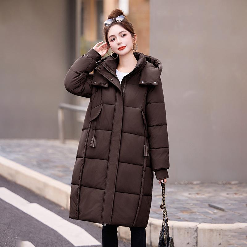 New cotton clothes women's winter medium and long over the knee fashion hooded temperament thickened warm jacket