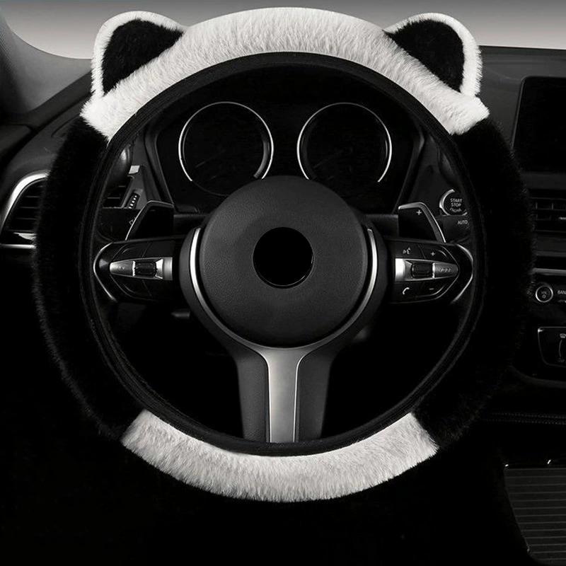 WTEMPO Universal Car Steering Wheel Cover Set 38cm Diameter Soft Plush Rhinestone Interior Trim Family Car SUV Pickup Accessories
