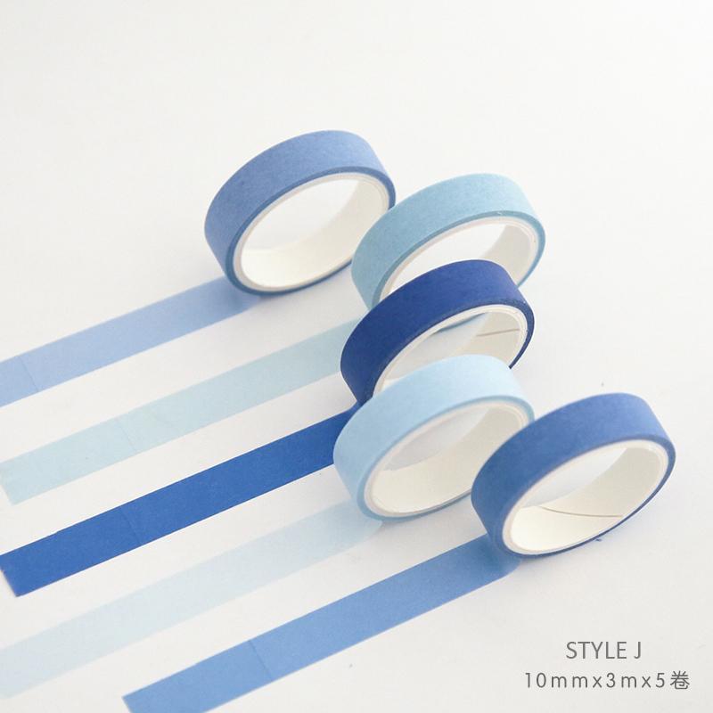 5pcs*5m Solid Color Bullet Journaling Adhesive Tapes Scrapbooking Sticker Masking Tapes Washi Tape Set Stationery Tapes