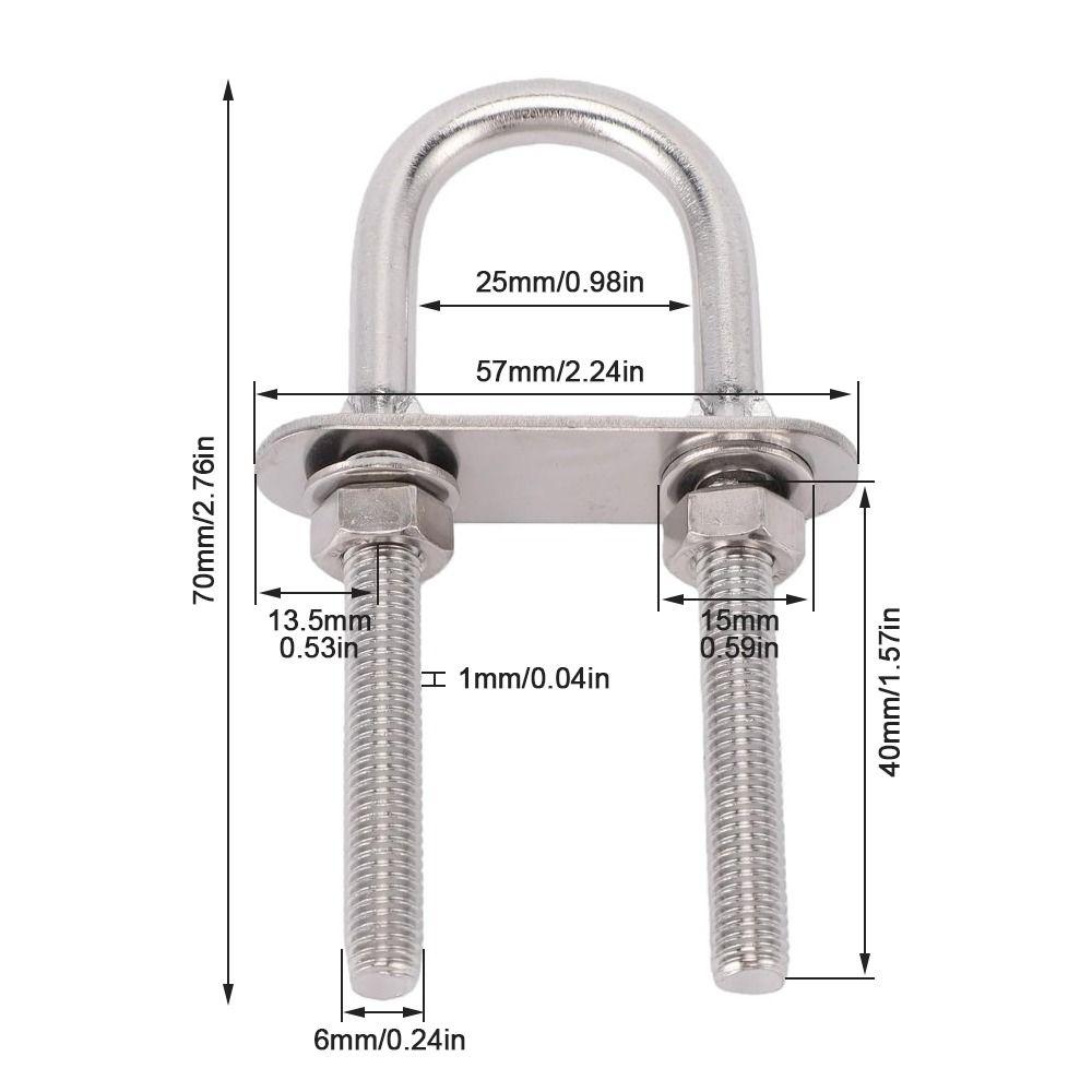 4pcs With Nut Plate Washe Round U Bolts Durable Steel U Bolts Strong Boat U Bolt  For Boat