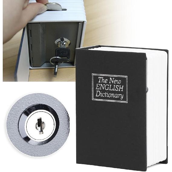 Mini Simulation Book Security Lock, Saving Money Box Storage Box Money Cash Jewelry Security Lock Case with Keys for Home Office