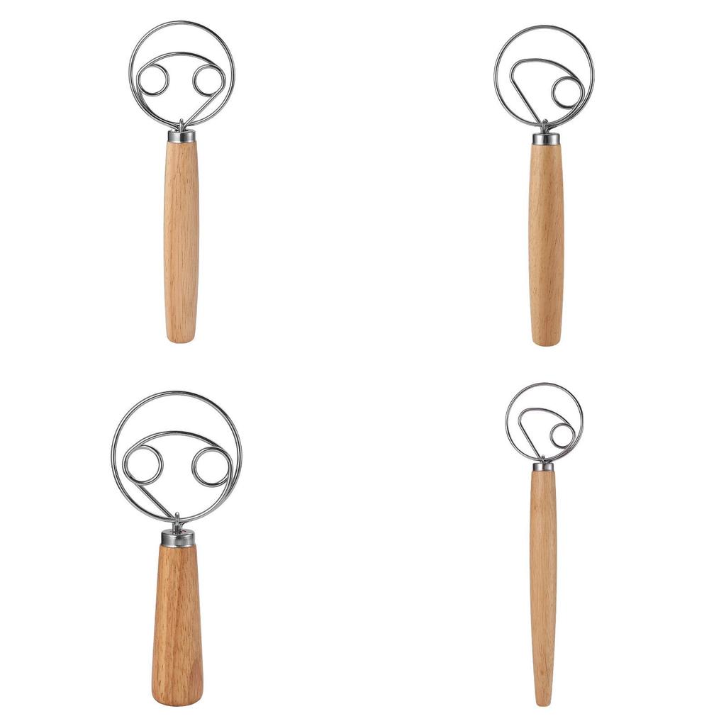 Modern Simple Wooden Egg Beater With Stainless Steel Mixing Rod For Kitchen Daily Use