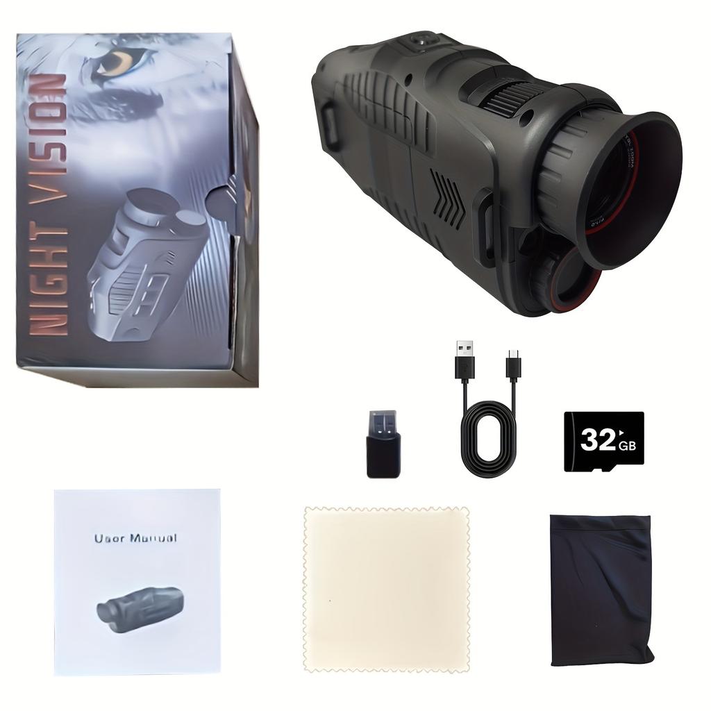 ABS R11 Night Vision Monocular With 32G Card- All-Black Stealth Vision For Outdoor Adventures - HD Photography & Video, Digital Zoom, Rechargeable