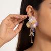 Transparent Petal Tassel Drop Earrings Iridescent Statement Earrings Flower Dangle Earrings Party