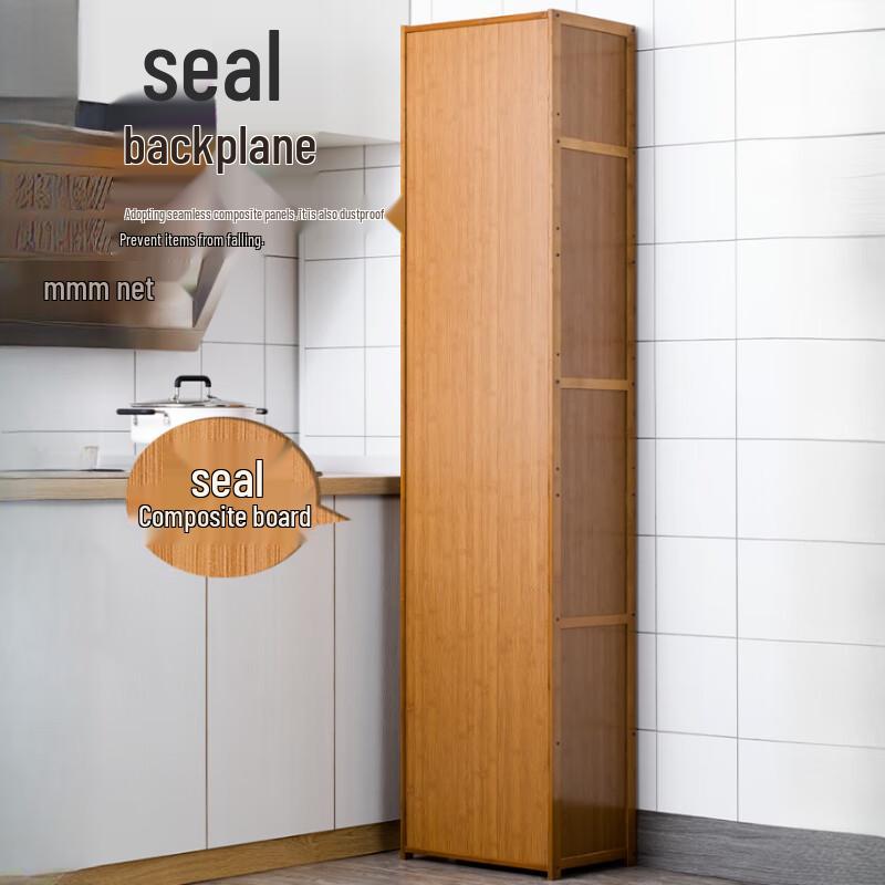 Bamboo Multi-layer Kitchen Storage Rack with Door