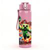 1PC Minecraft Creeper Fire Explosion Print 750ml Color Plastic Sports Water Bottle Leakproof Flip Straw Lid Suitable for Sports Office Home Use