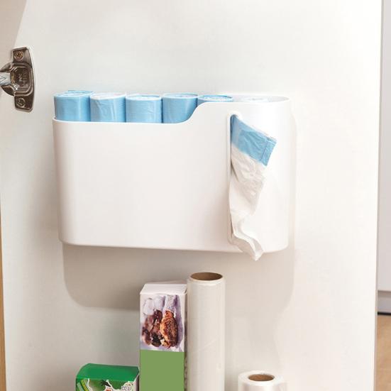 Garbage Bag Storage Box Wall Hanging Nail-Free Installation Large Capacity Dust-Proof Closed Box Side Access Design Kitchen Bathroom Storage Organizer