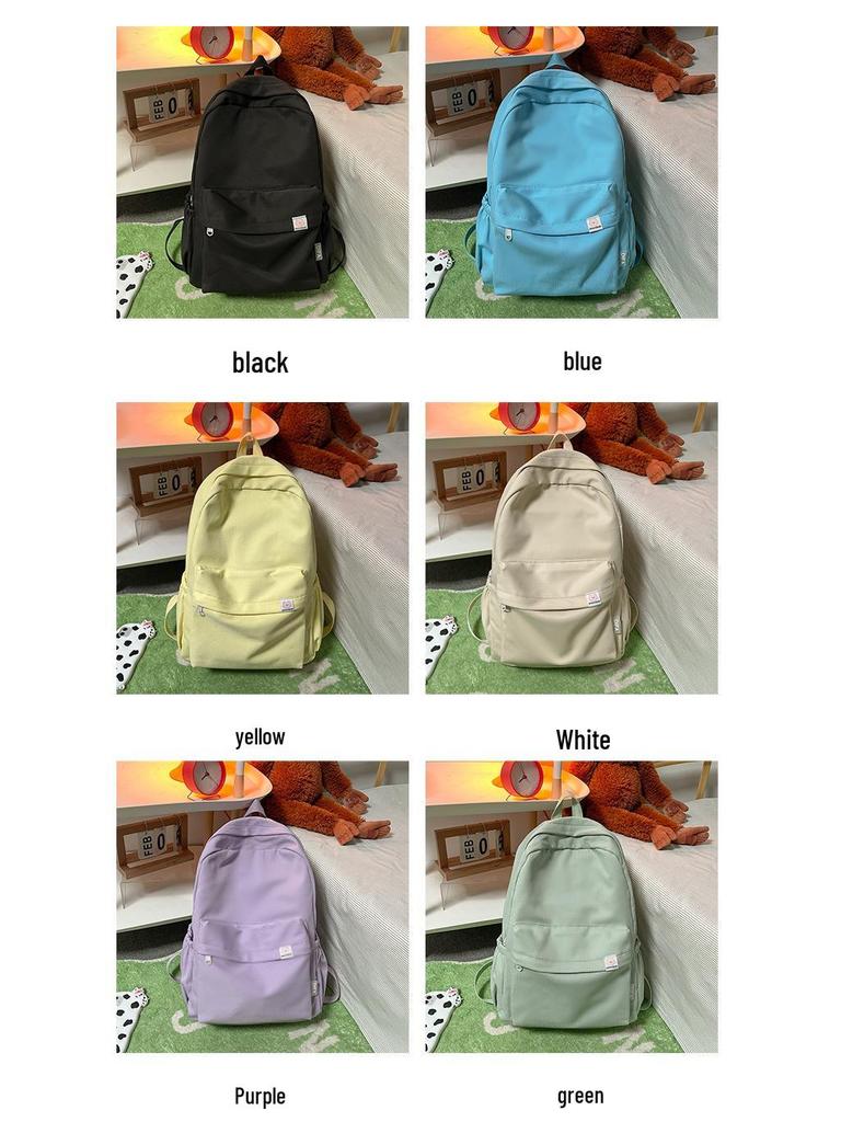 Japanese-Style Cute Solid Color Backpack for Girls and Women, Korean Version, Large Capacity for Middle and High School Students
