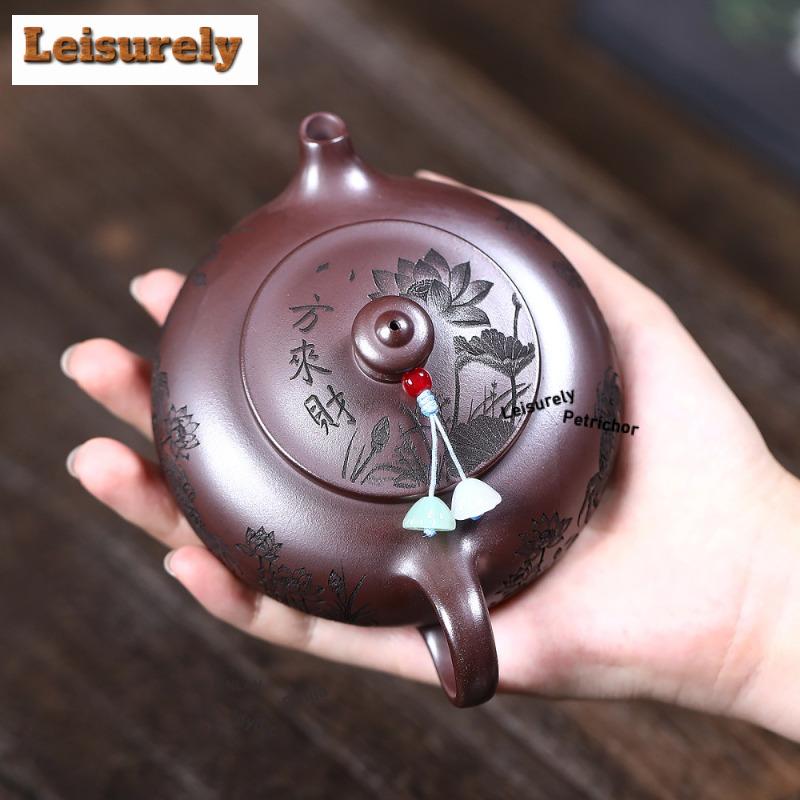 150ml Yixing Lila Ton Teekannen Handgefertigt Han jiang Kanne Rohmaterial Stein rot Lehm Teekocher mit Sieb Zisha Teegeschirr