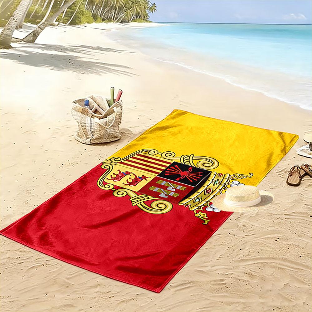 Giant Beach Towel with Spanish Coat of Arms Shield Crest, Quick Dry Microfiber, Soft and Absorbent, for Beach Pool Travel Gift