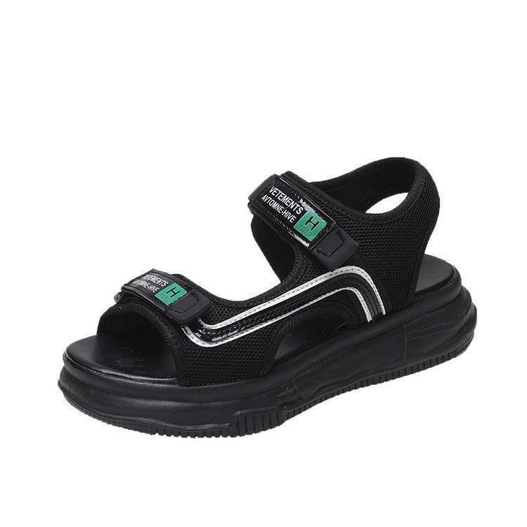 

Спортивные сандалии женские 2025 весна и лето новая женская обувь на липучке мягкая подошва с открытым носком студенческие спортивные и повседневные сандалии внешняя торговля 40 чёрный