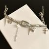 Heart Watches Pedant Choker Cross Y2K Tassel Necklace Fashion Gothic Rivet Necklace  Ladies