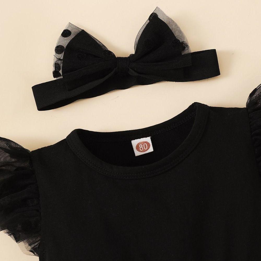 Lace Mesh Baby Girl Bodysuit Cotton Infant Dress with Headband Baby Girl Princess Dress  Birthday