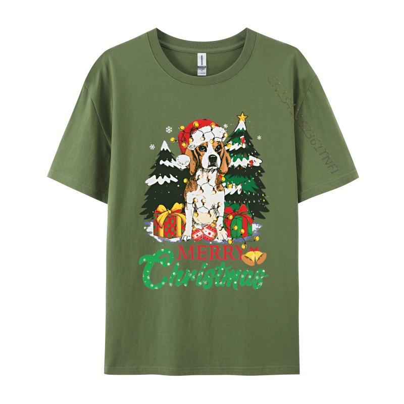 Beagle Christmas Dog Lover Vintage T Shirts Funny Animal Tshirt Print Man Top Vintage Retro Clothing