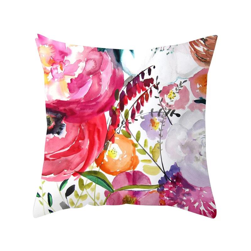 Kissenbezug Heimdeko Sofa Rote Blume Quadratische Dekoration